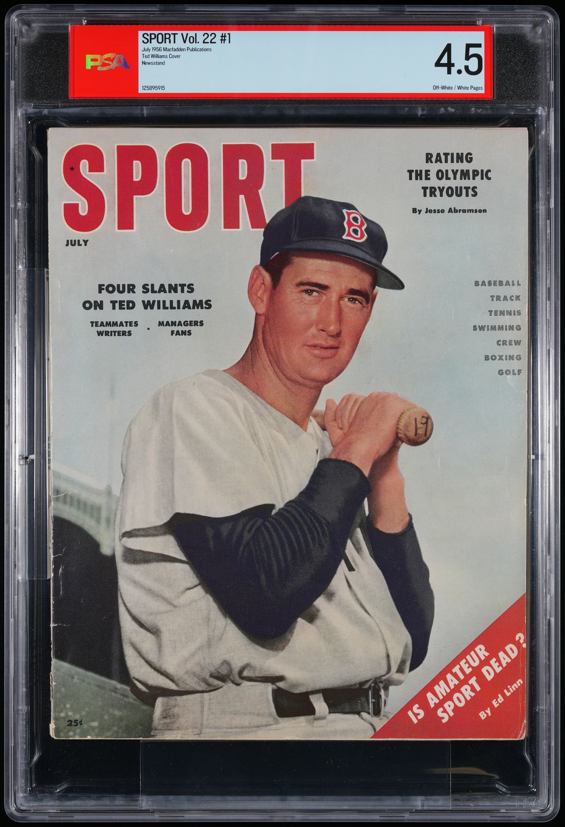1956 Ted Williams PSA 4 Boston Red Sox Sport Magazine Cover — Sport Card Culture