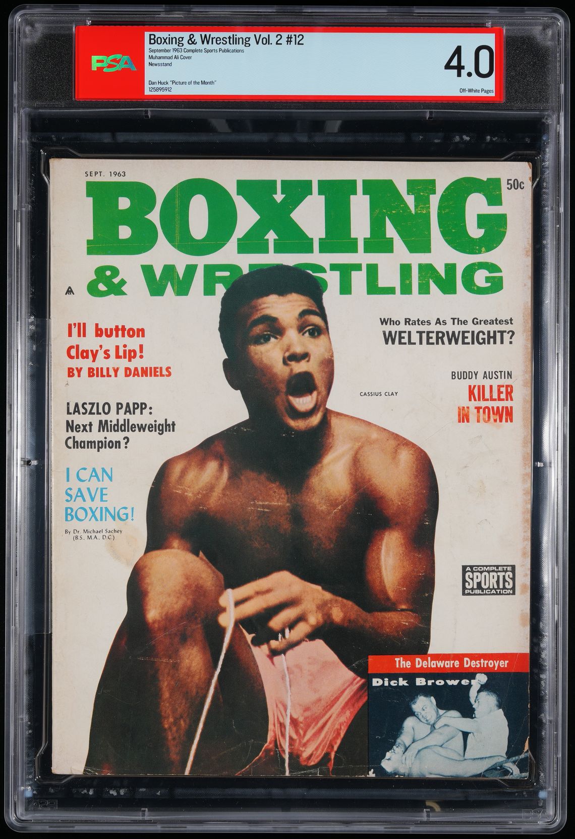 1963 Muhammad Ali Boxing and Wrestling Magazine Cover PSA 4 Graded Collectible